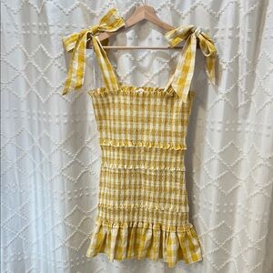Yellow Gingham Mini Dress